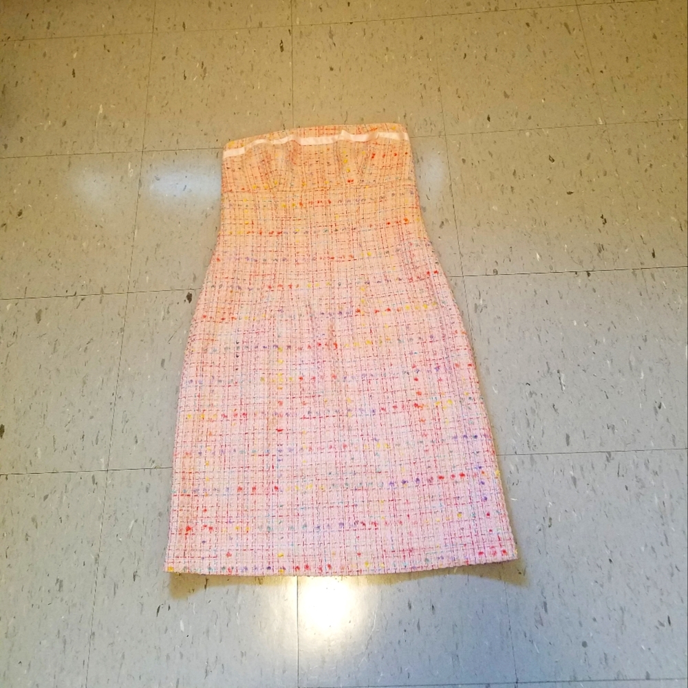 Pink Multicolored Tweed Dress